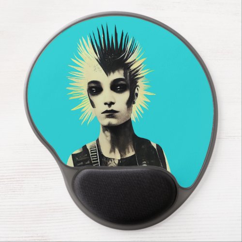 Angel Punk on turquoise sky background Gel Mouse Pad