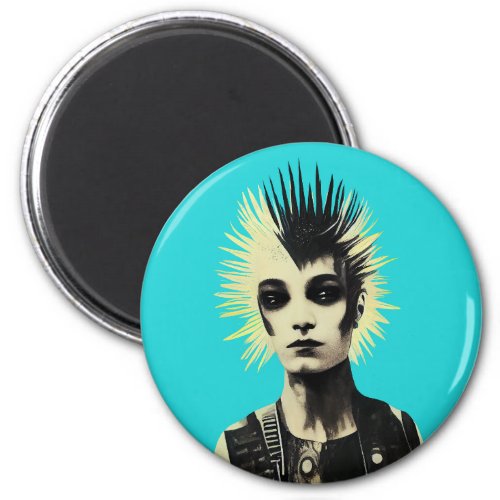 Angel Punk on turquoise sky background Magnet