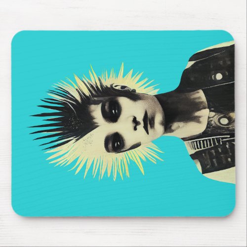 Angel Punk on turquoise sky background Mouse Pad
