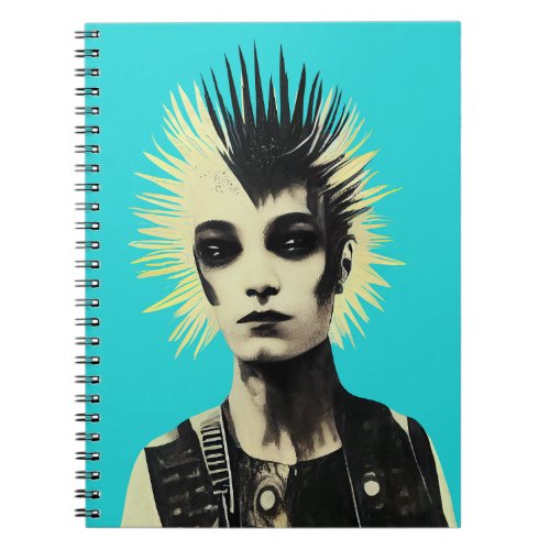 Angel Punk on turquoise sky background _ Planner Notebook