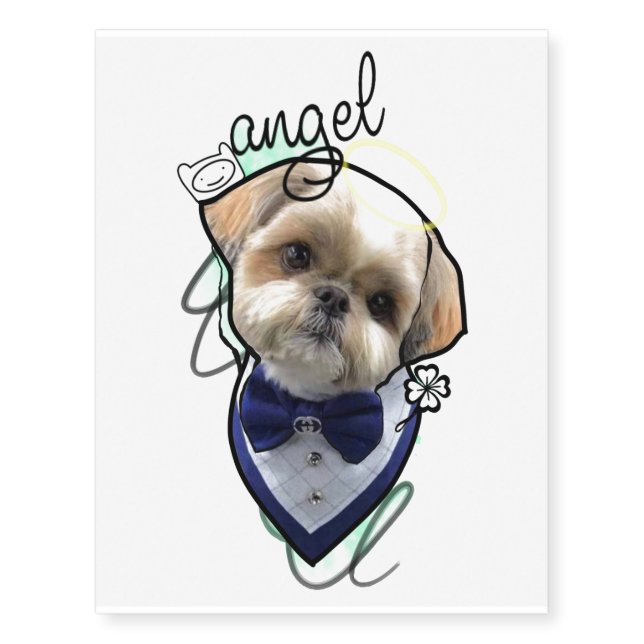 Angel Puppy Dog Temporary Tattoos (Front)