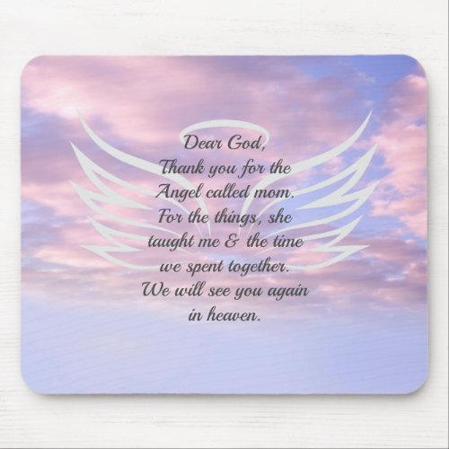 Angel Quote Prayer Mouse Pad