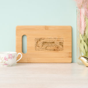 Angel & Rabbits in Flower Garden With Motto Banner Engraved Cutting Board