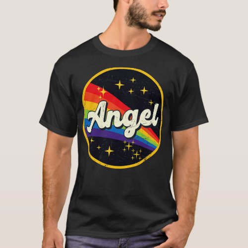 Angel Rainbow In Space Vintage GrungeStyle T_Shirt