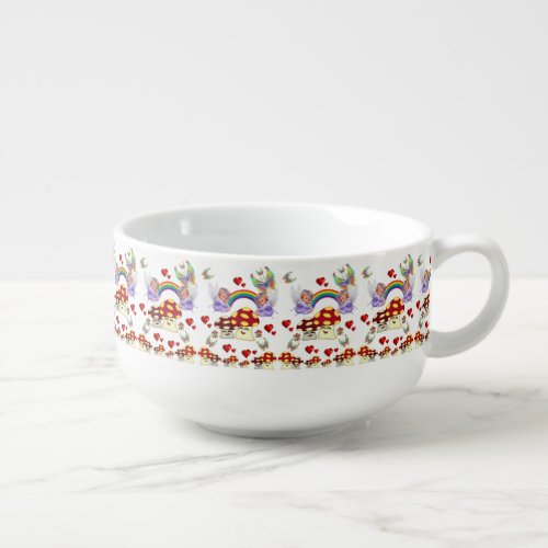 Angel Rainbow Mushroom Hearts Soup Mug