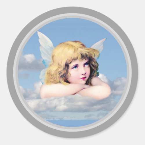Angel Resting On A Cloud  Classic Round Sticker