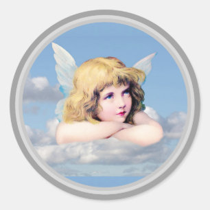 Angel Resting On A Cloud Classic Round Sticker