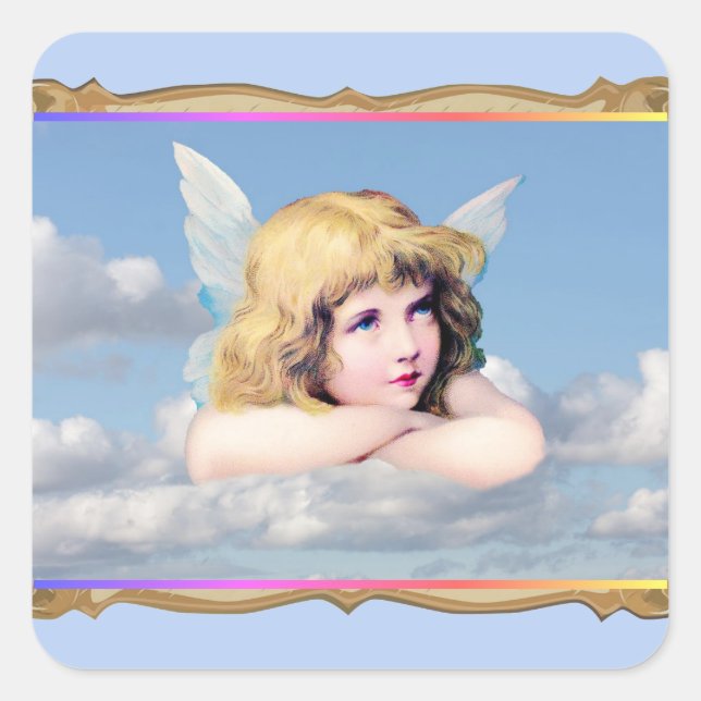 Angel Resting On A Cloud Square Sticker (Front)
