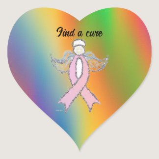 Angel ribbon cancer  heart sticker