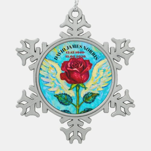 Angel Rose sympathy  Snowflake Pewter Christmas Ornament
