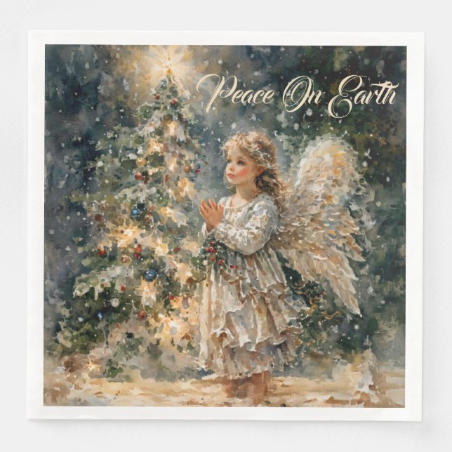 Angel’s Wish on Christmas Eve Paper Dinner Napkins (Front)