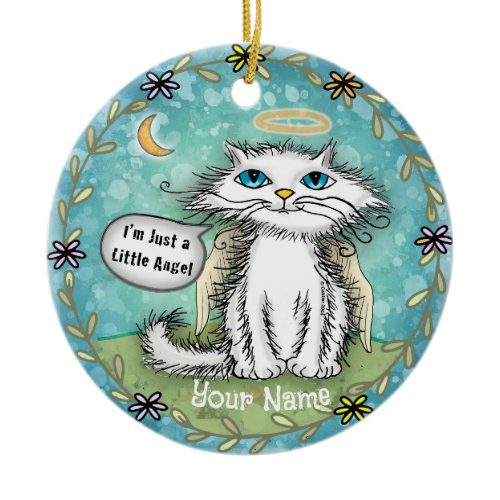 Angel  Scraggles Cat  Ceramic Ornament