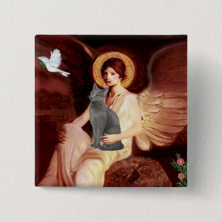 Angel Seated - Russian Blue cat Button