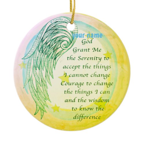 Angel Serenity Prayer Ceramic Ornament