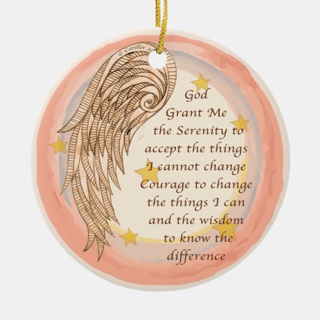 Angel Serenity Prayer Ceramic Ornament (Front)
