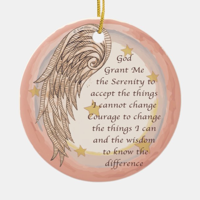 Angel Serenity Prayer Ceramic Ornament (Front)