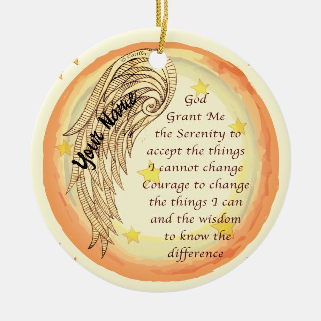 Angel Serenity Prayer Ceramic Ornament (Front)