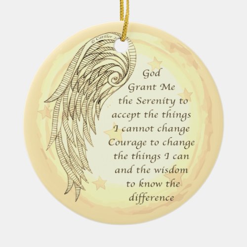 Angel Serenity Prayer custom name Ceramic Ornament