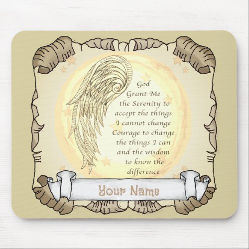  Angel Serenity Prayer custom name Mouse Pad