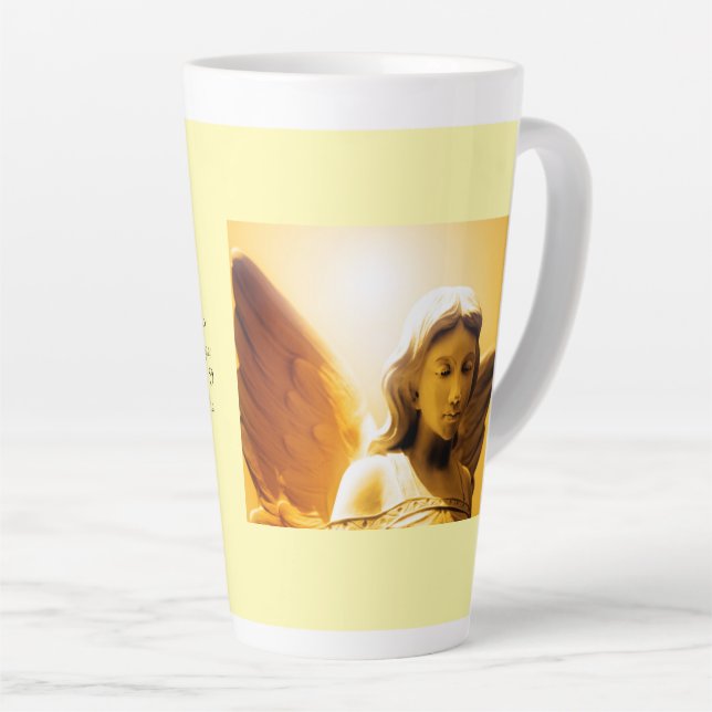 Angel Serenity Prayer Yellow Gold Orange Latte Mug (Right Angle)