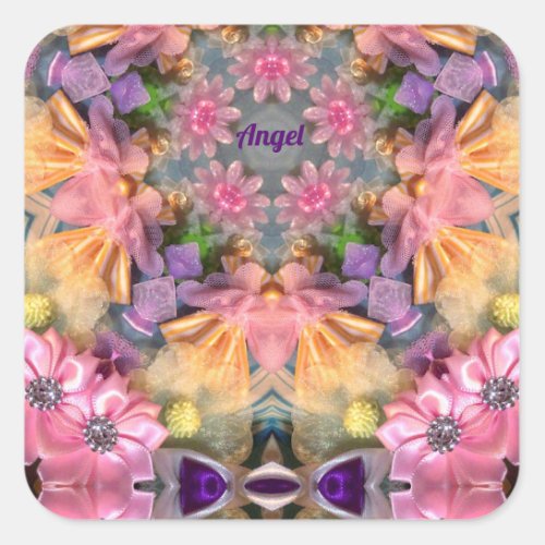 ANGEL  Shades Yellow Purple Pink Blue  Square Sticker