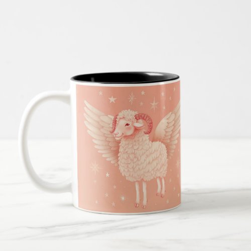Angel Sheep For Good Luck Two_Tone Coffee Mug