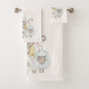 Angel Shepherd with Lambs Pastoral Bath Towel Set