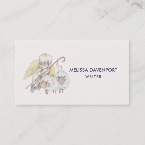 Angel Shepherd with Lambs Pastoral Business Card