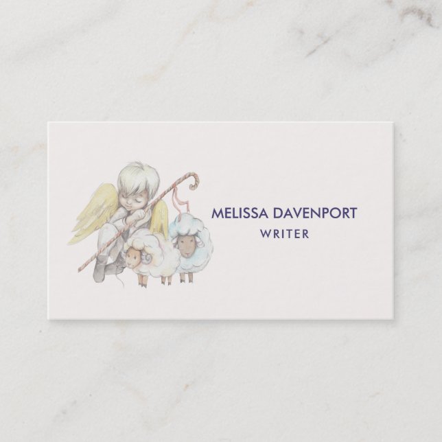 Angel Shepherd with Lambs Pastoral Business Card (Front)
