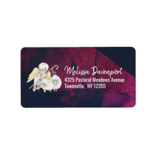 Angel Shepherd with Lambs Pastoral Label