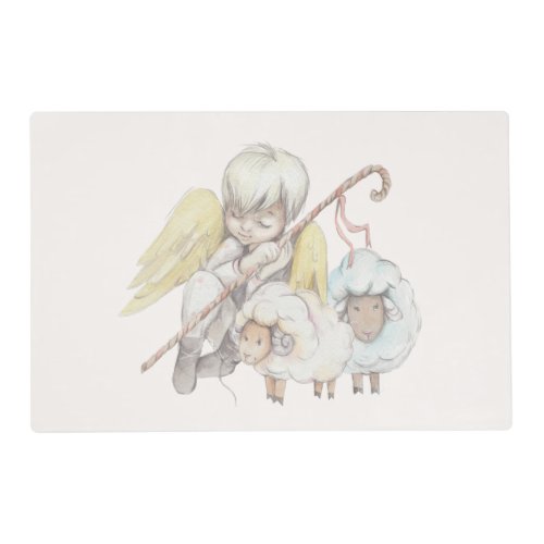 Angel Shepherd with Lambs Pastoral Placemat