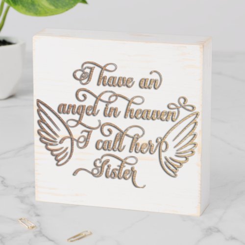 AngelSister In Memory Wooden Box Sign