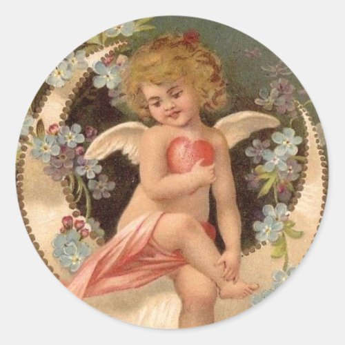 Angel Sitting on Valentine Moon _ Sticker