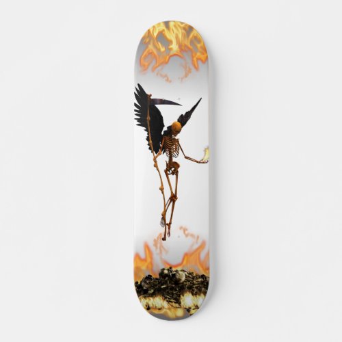 Angel Skeleton Demon Wings Flames Skateboard