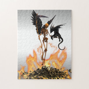 Angel Skeleton Goth Dragon Jigsaw Puzzle