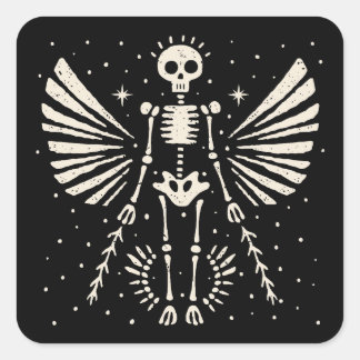 Angel skeleton Gothic Christmas Square Sticker