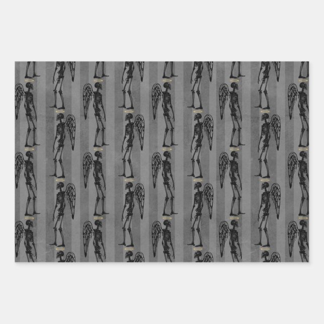 Angel Skeletons Christmas Wrapping Paper (Front)