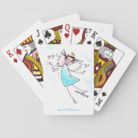 Angel Smiling Blue Gowned Bringing Hearts Of Love Playing Cards