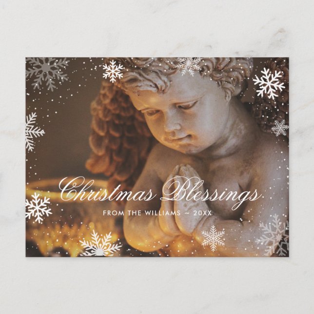 Angel Snowflakes Christian Christmas Blessings Holiday Postcard (Front)