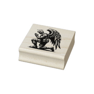 Angel Soldier Man Praying ink illustration art Rubber Stamp