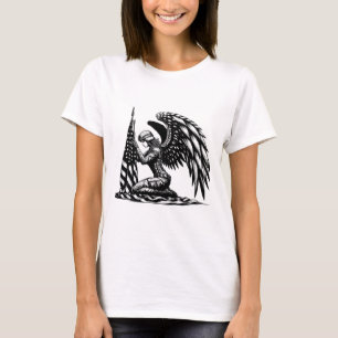 angel soldier woman USA Flag Patriotic Art T-Shirt