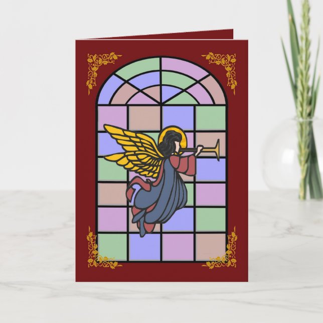 Angel Stained Glass Window Christmas Card (Front)