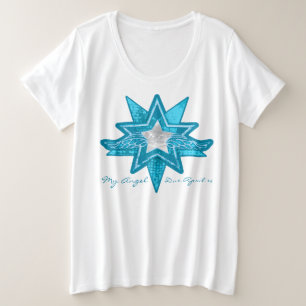 Angel star add baby scan maternity blue & white t plus size T-Shirt