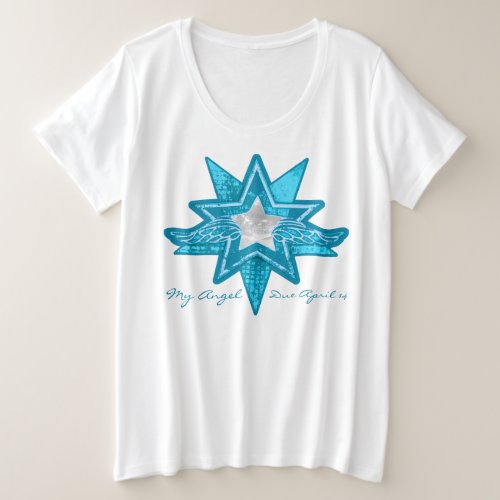 Angel star add baby scan maternity blue  white t plus size T_Shirt