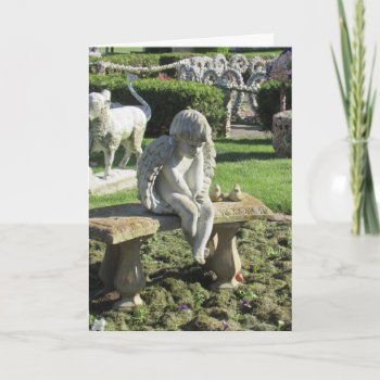 Angel Statue On Bench Inspirational Quote Card by Magical_Maddness at Zazzle