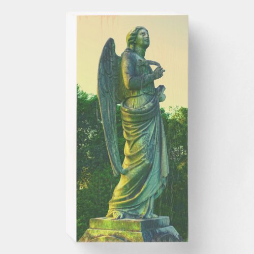 Angel Statue Vintage Style Wooden Box Sign