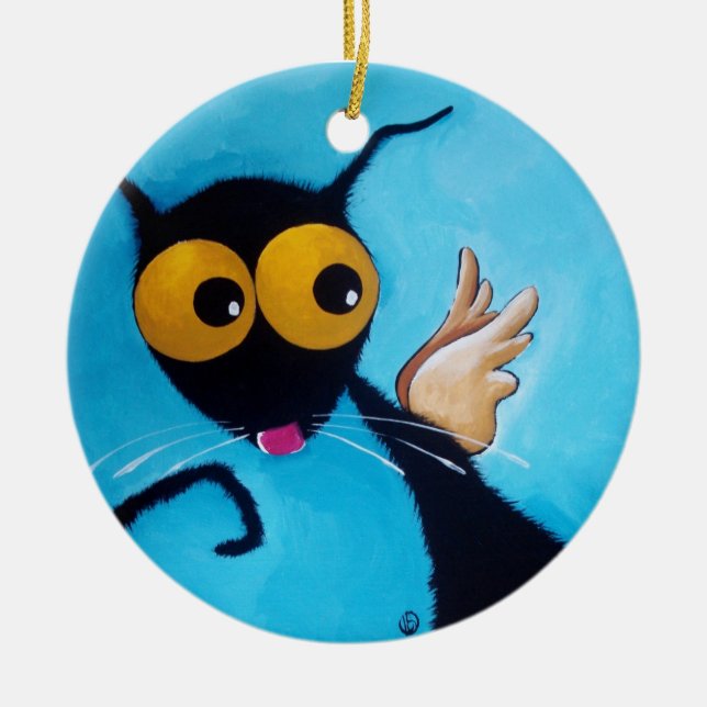 Angel Stressie Cat Ceramic Ornament (Front)