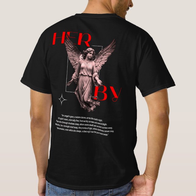 Angel T-Shirt - HER BY - Gothic Angel Statue (Back)