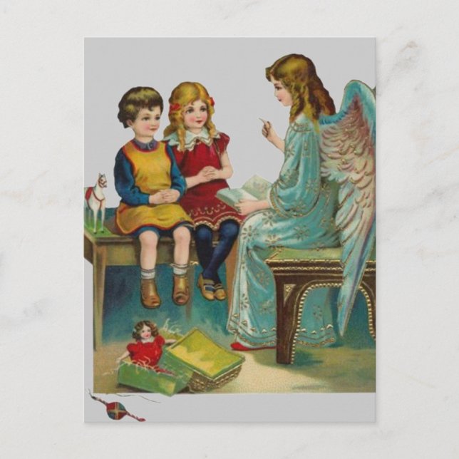 Angel Teaching Cute Children Postcard (Front)