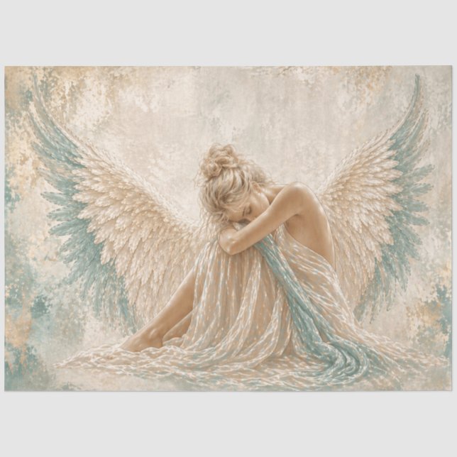 Angel Teal Pearl  Tissue Paper (Front)